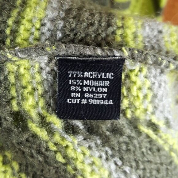 BCBG MAXAZRIA Womens Sweater Medium Green Cardigan Chevron Stripe Loose Knit - Picture 5 of 8